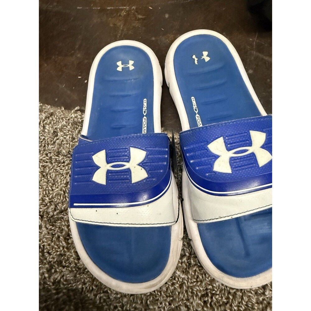 Under armour Ignite V Slide Sandal for Boys, Size 6 - Blue/White